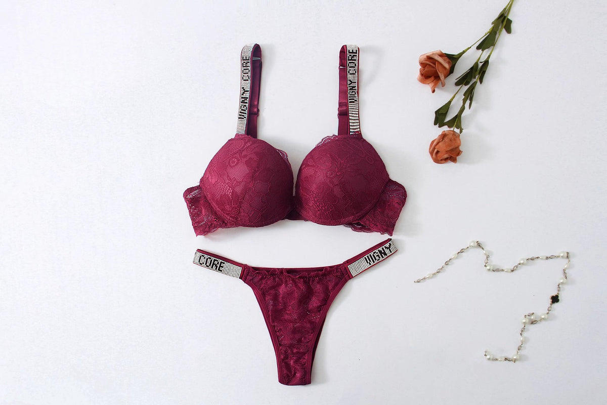 Autumn Moderate Lift Gathered With Steel Ring Underwear Lace Double Breasted Bra Underwear Set