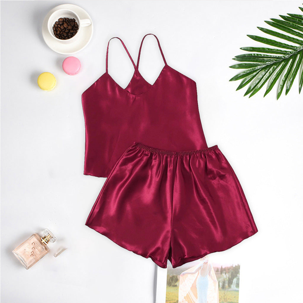 Home Sexy Female Nightgown Two-piece Thin Pajamas Can Be Worn At Home