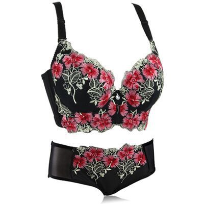 European And American Thin Embroidery Bra Set Girls Push Up Adjustable Underwear With Steel Ring