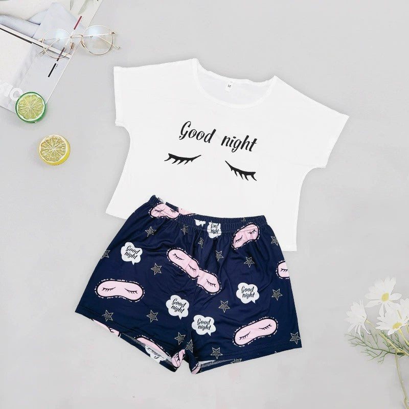 Ladies Vest Short Sleeve Shorts Cotton Pajama Set