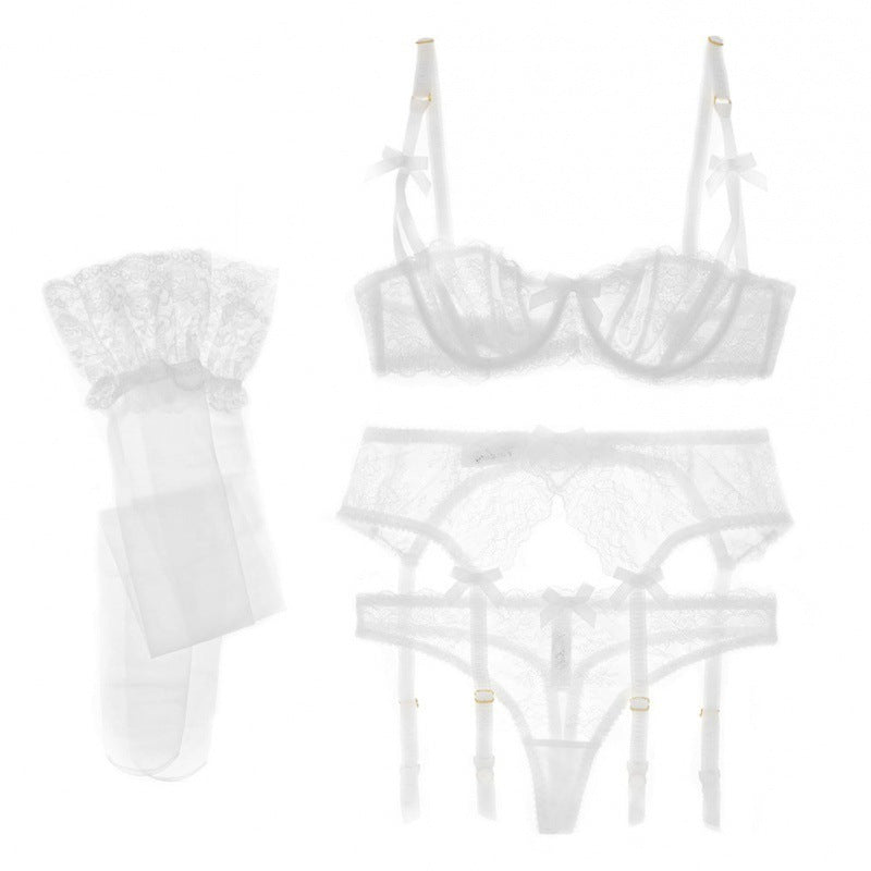 Half Cup Lace Bra Set Women
