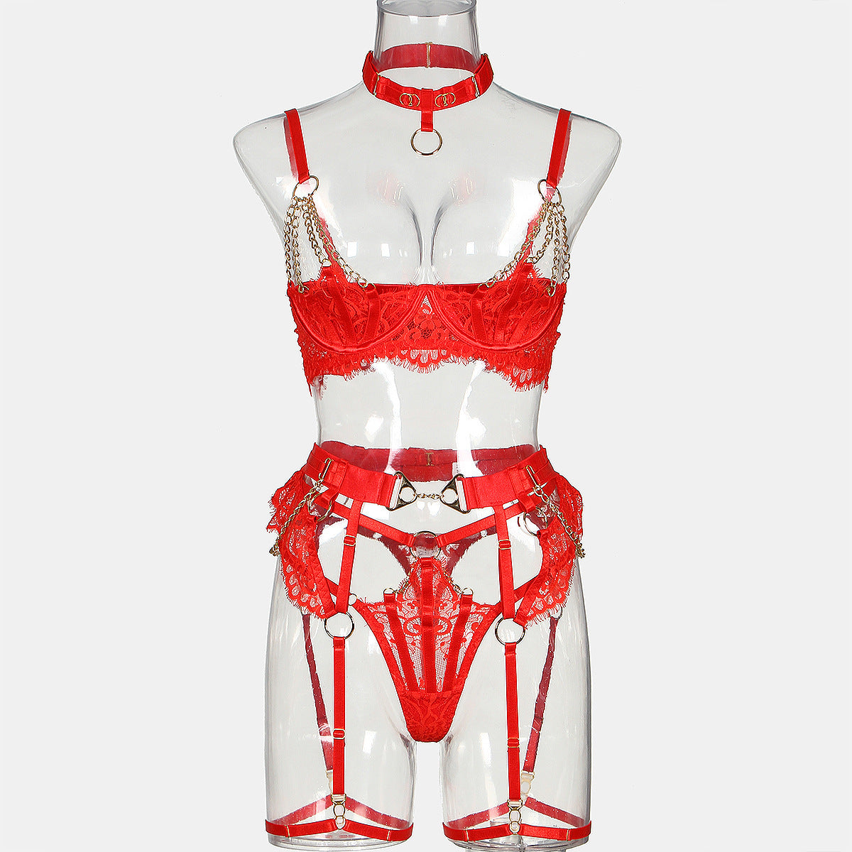 Women's Lace Hollow-out Steel Ring Push-up Underwear