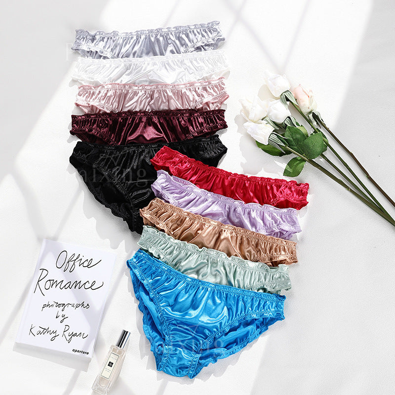 Glossy Quick-drying Briefs Sexy T-shaped Mid-waist Purified Cotton Crotch Breathable Ladies