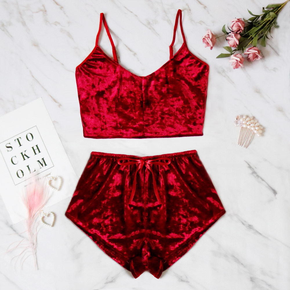 Sexy V-neck gold diamond lingerie