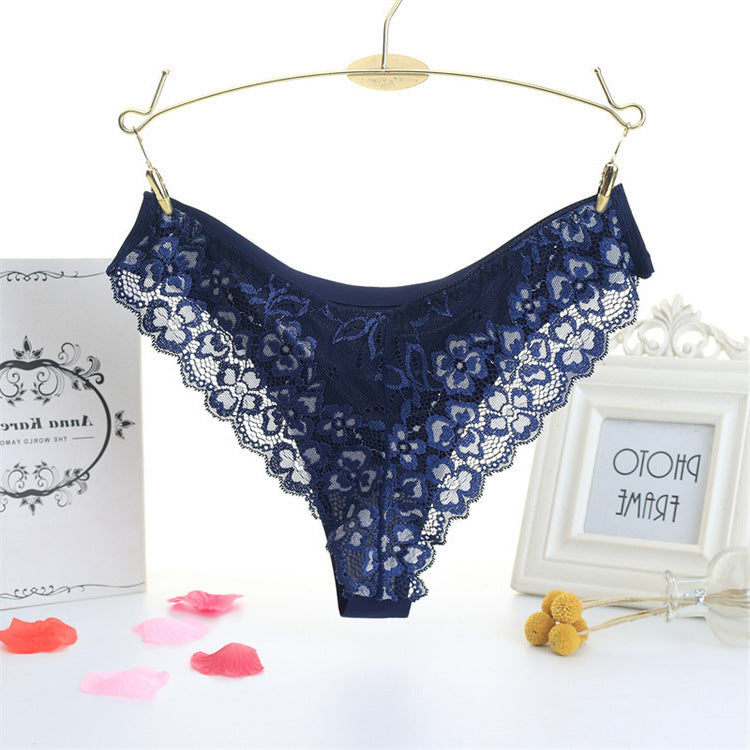 One Piece Ice Silk Seamless Women's Underwear Lace Sexy Beautiful Buttocks Cotton Crotch Thong