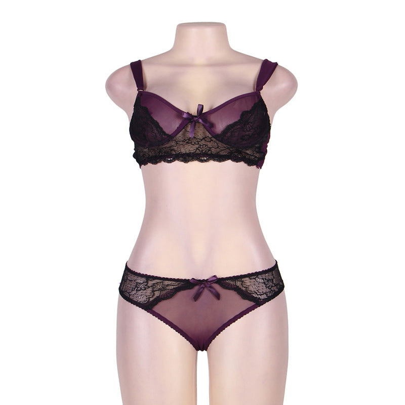Sexy Lingerie Plus Size Ladies Sexy Lace Pajamas Three-point Suit