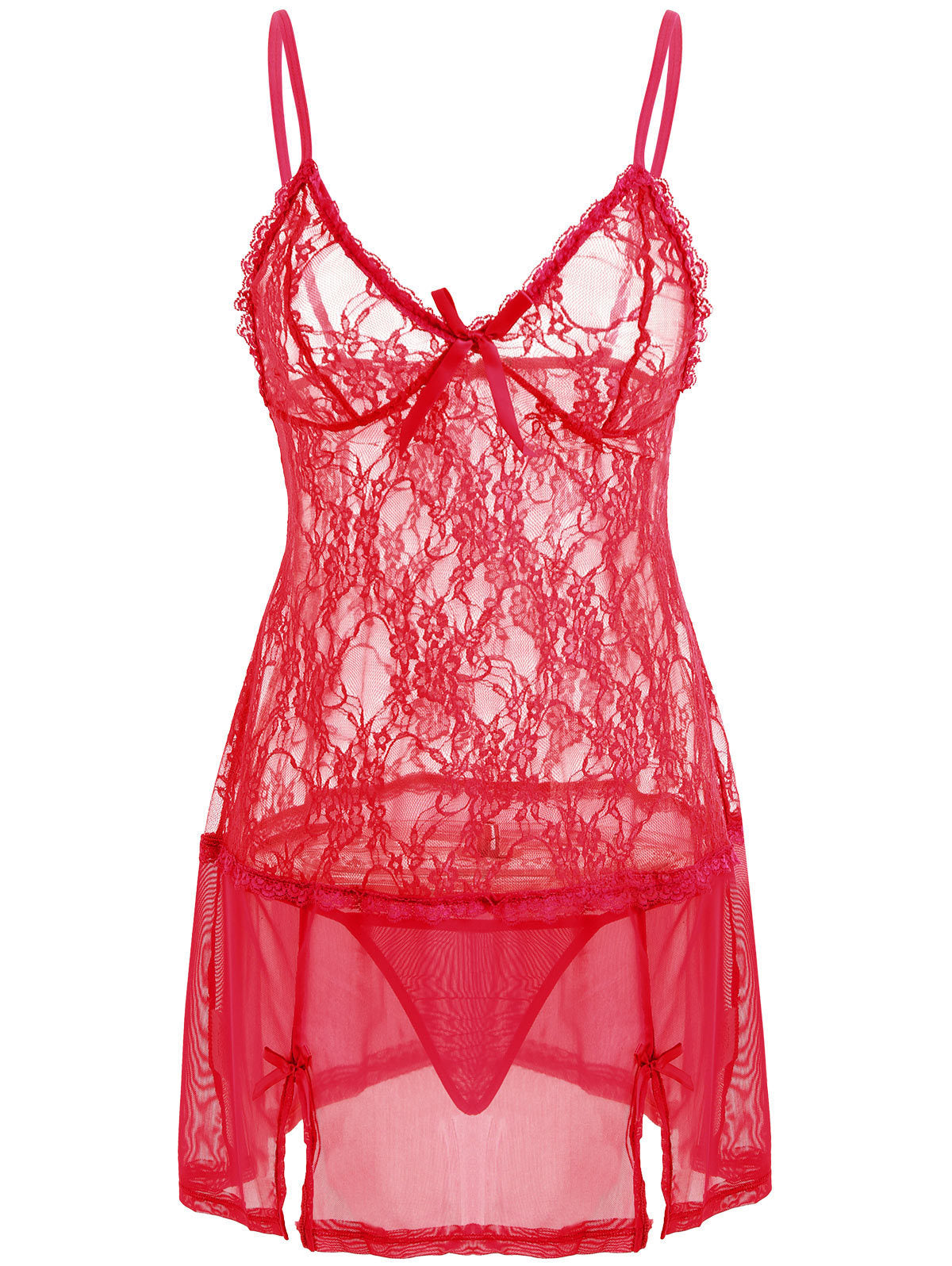 Sexy Pajamas Set Lace Suspenders Perspective Temptation Nightdress