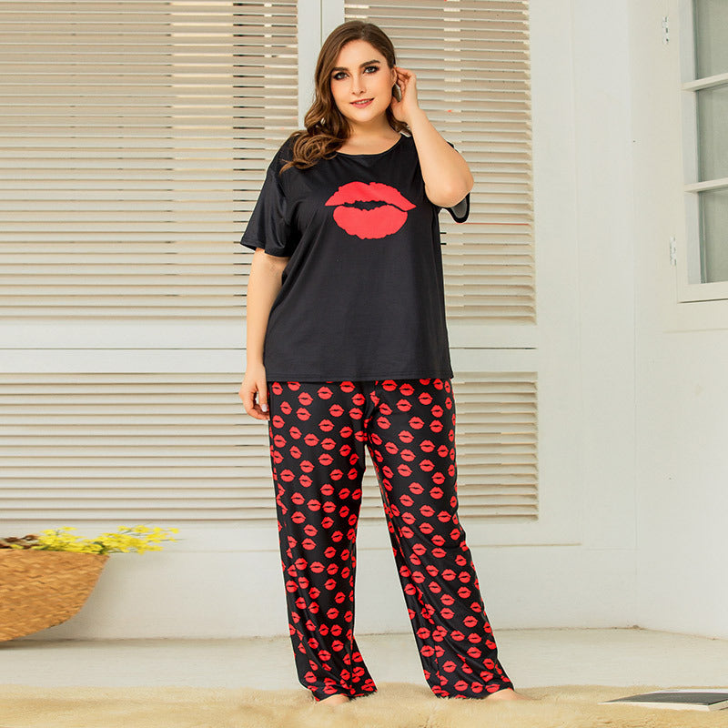 Summer Cotton Short-Sleeved Trousers Pajamas Suit Knitted Cotton Ladies Two-Piece Home Service