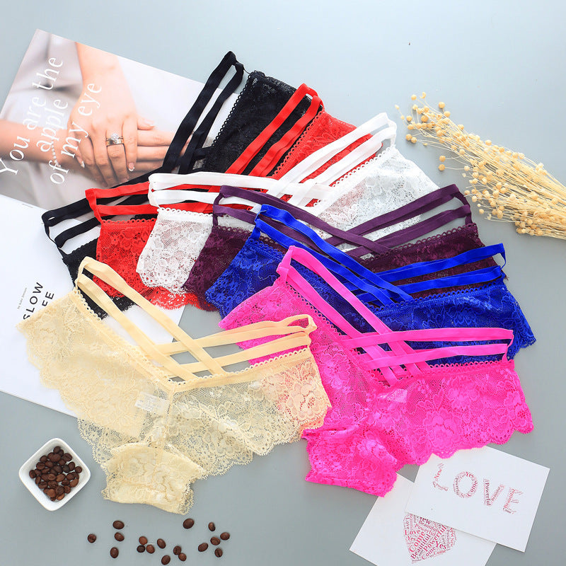 Women'S Underwear Sexy Hollow Rose Jacquard Large Size Briefs
