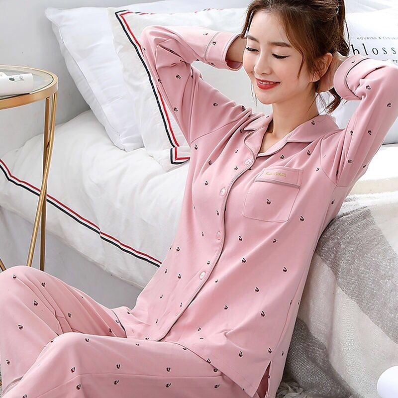 Antarctic Pajamas Women's Spring And Autumn Pure Cotton Long Sleeves Can Be Worn Outside Home Clothes Cotton Autumn And Winter New Suit