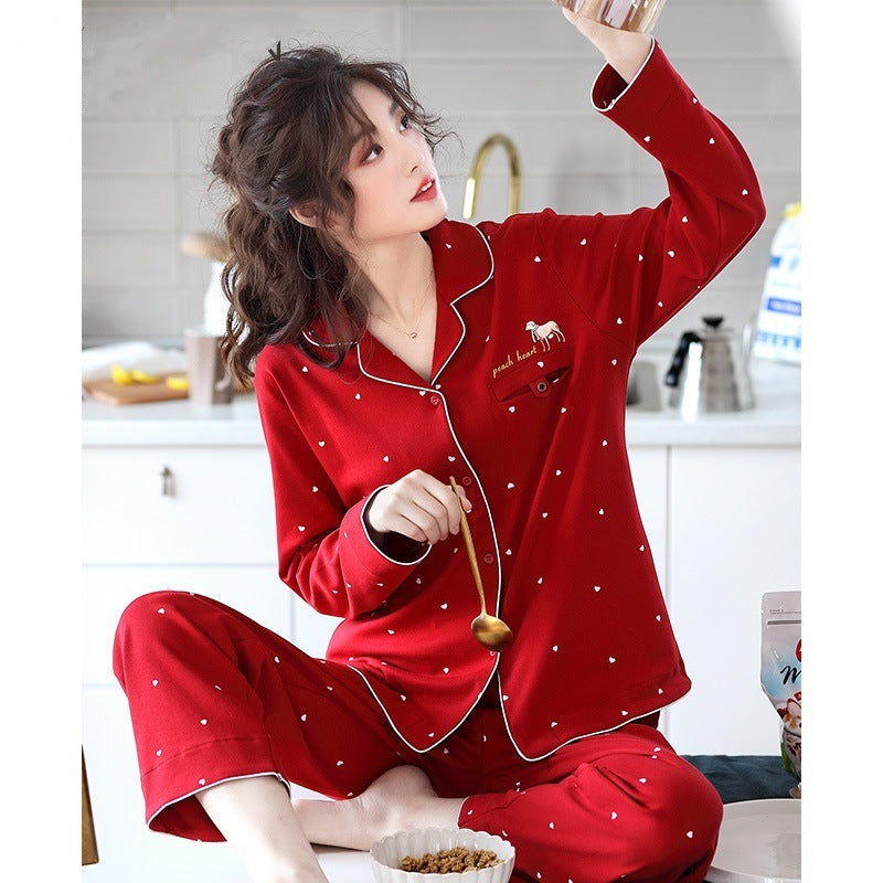 Antarctic Pajamas Women's Spring And Autumn Pure Cotton Long Sleeves Can Be Worn Outside Home Clothes Cotton Autumn And Winter New Suit