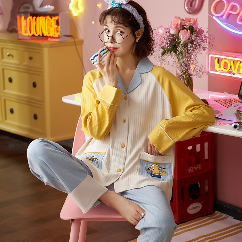 Antarctic Pajamas Women's Spring And Autumn Pure Cotton Long Sleeves Can Be Worn Outside Home Clothes Cotton Autumn And Winter New Suit