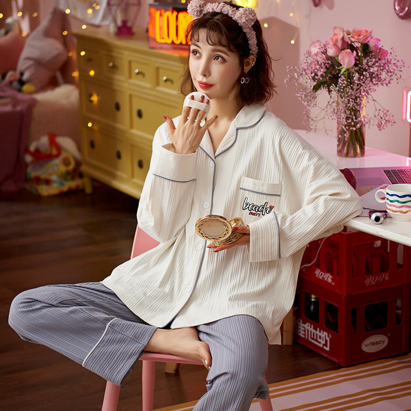 Antarctic Pajamas Women's Spring And Autumn Pure Cotton Long Sleeves Can Be Worn Outside Home Clothes Cotton Autumn And Winter New Suit