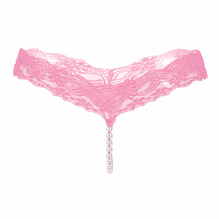 Original Simple Color Sexy Lace T-Pants, Pearl Massage Panties, Women'S Transparent Seamless Sexy Thong 2142