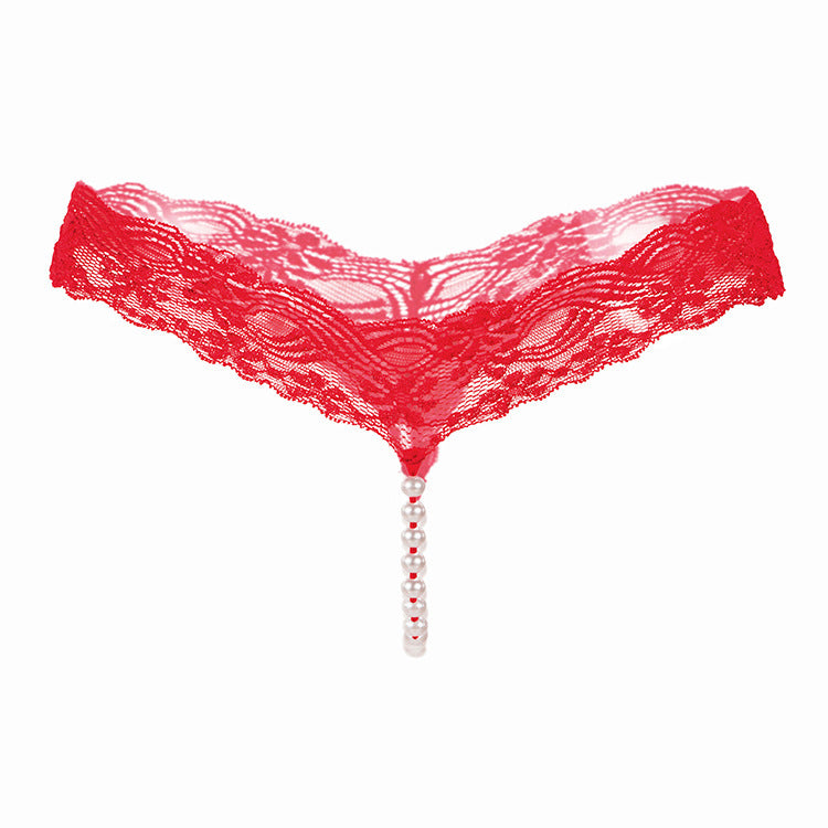 Original Simple Color Sexy Lace T-Pants, Pearl Massage Panties, Women'S Transparent Seamless Sexy Thong 2142