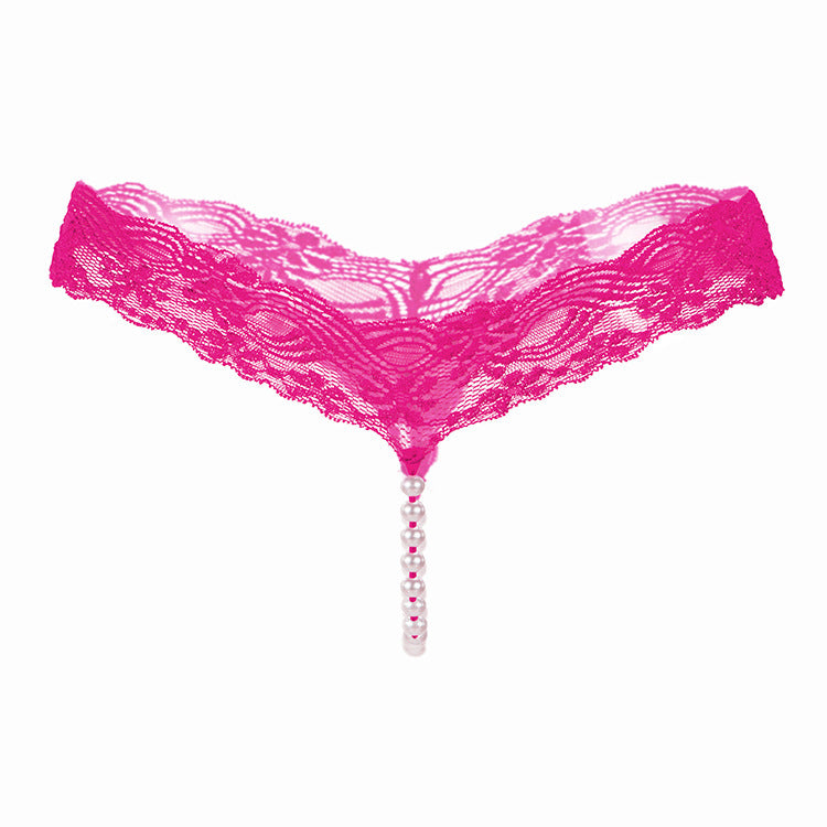 Original Simple Color Sexy Lace T-Pants, Pearl Massage Panties, Women'S Transparent Seamless Sexy Thong 2142