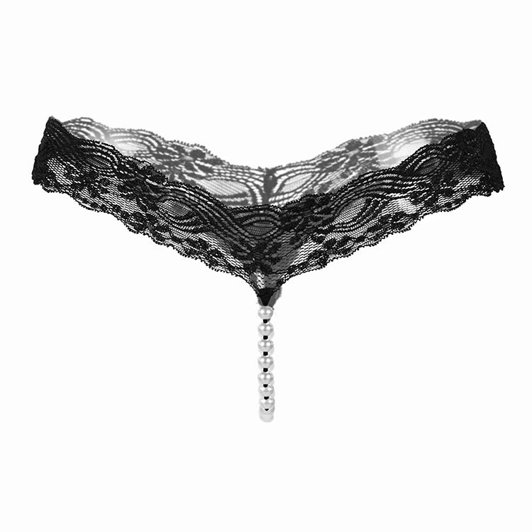 Original Simple Color Sexy Lace T-Pants, Pearl Massage Panties, Women'S Transparent Seamless Sexy Thong 2142