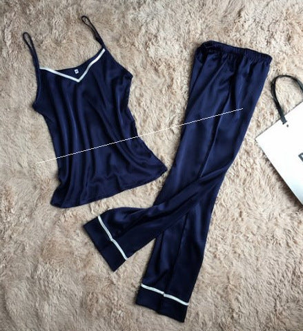 Silk Sling Plus Trousers Two-Piece Comfortable Pajamas