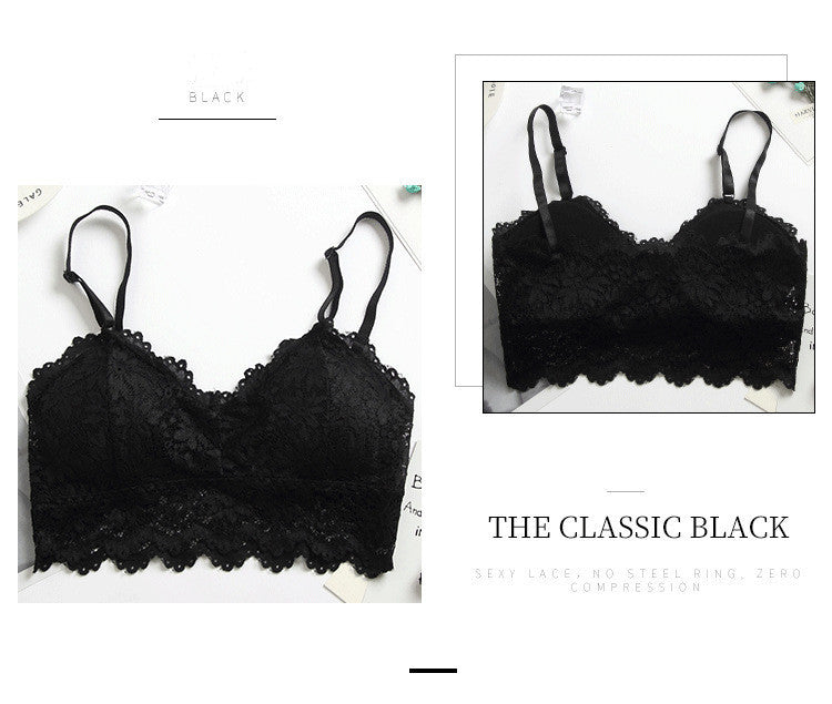 Sexy Ladies Tube Top With Double Shoulder Straps Lace Embroidery