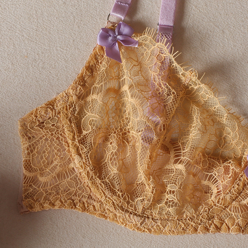 Lace Bow Bra Women's Garter Underwear Suit