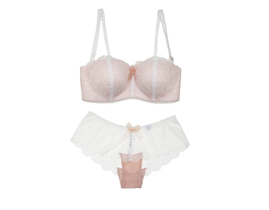 Sexy lace no steel support bra ladies underwear set detachable shoulder strap thin section