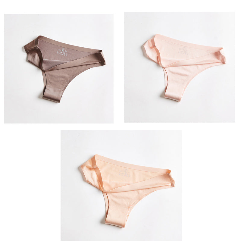 Underwear Women's Ice Silk Seamless Low Waist One Piece Large Size Cotton Briefs