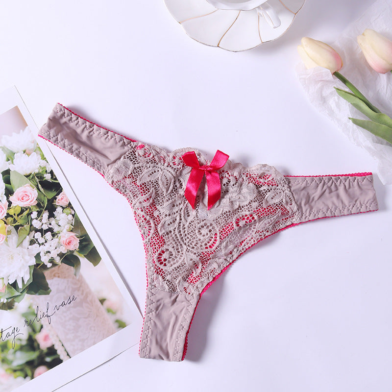 Lace Thong Women's Perspective Low Waist Cotton Briefs