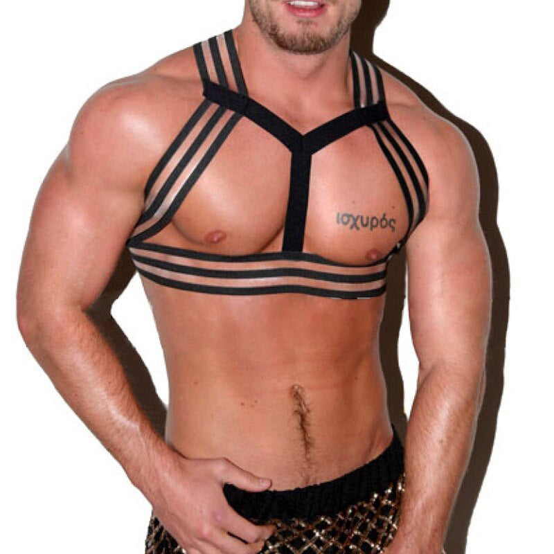 Sexy lingerie men's elastic straps short tops