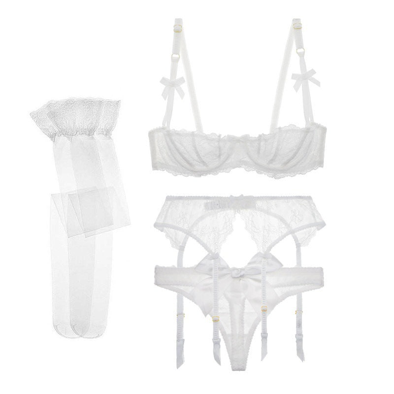 Half Cup Lace Bra Set Women