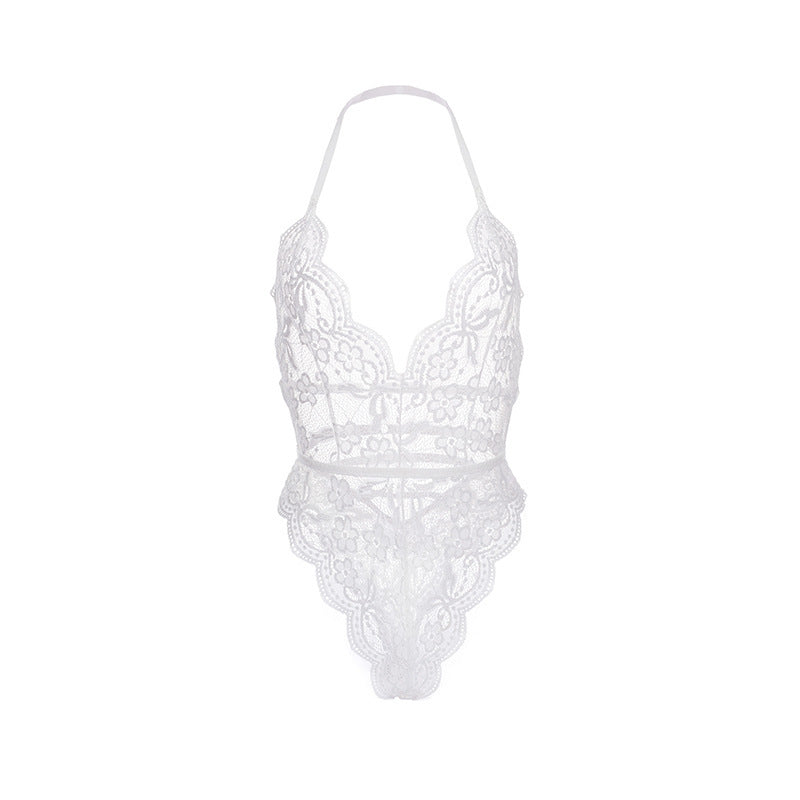 Open-back temptation full-length lace sexy jumpsuit