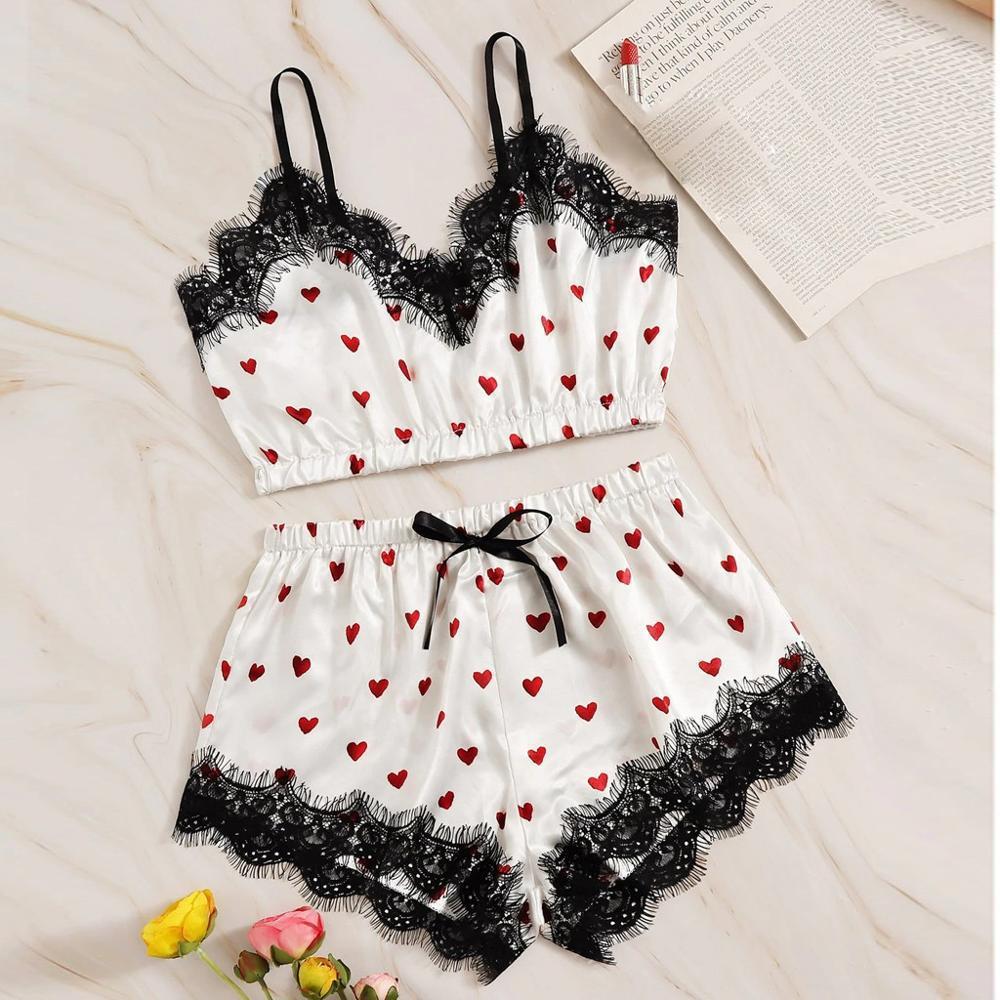 Lace ice silk strap set