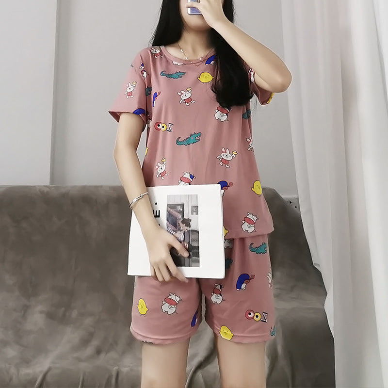 Sleeve shorts two-piece pajamas home service