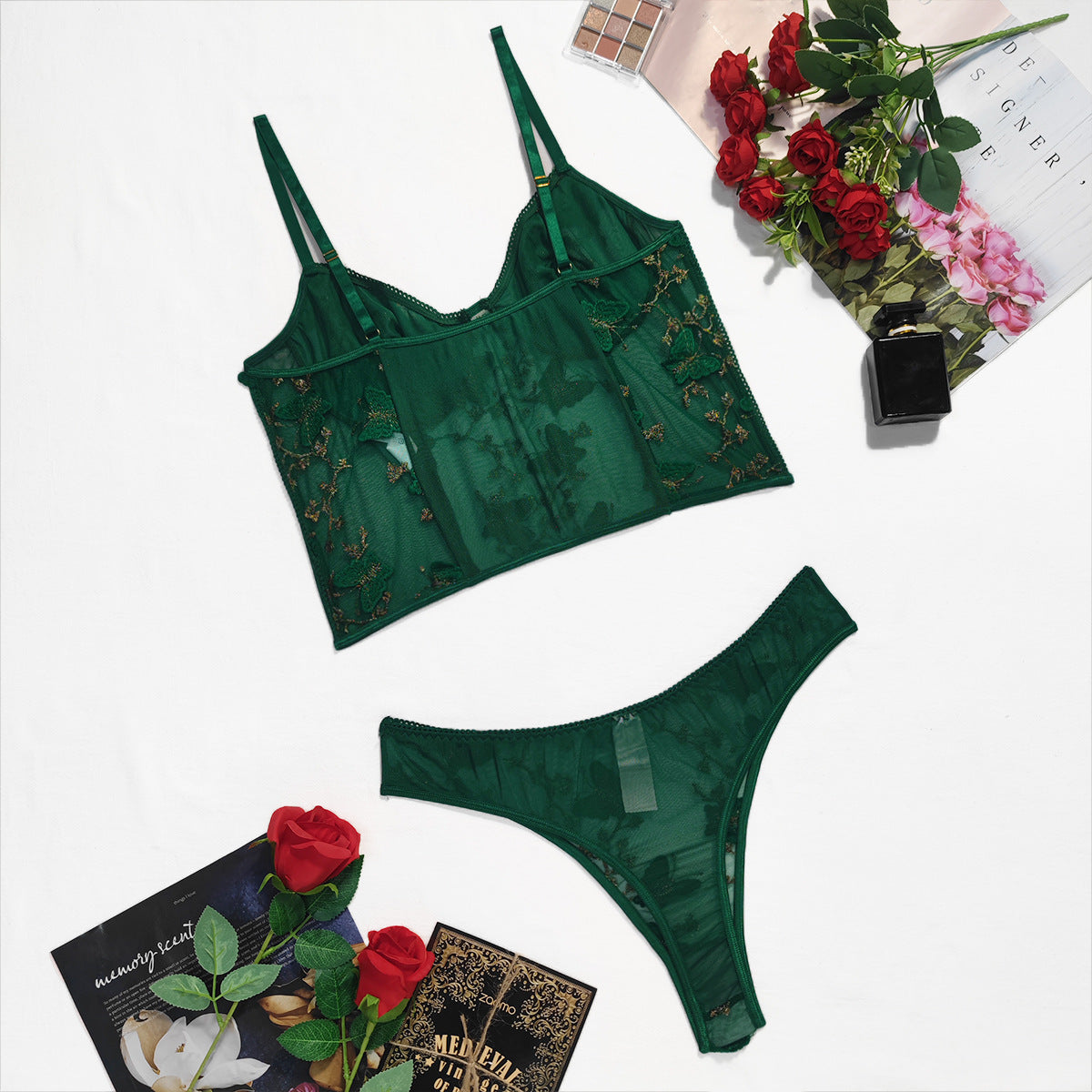 European And American Sexy Embroidery Butterfly Suit