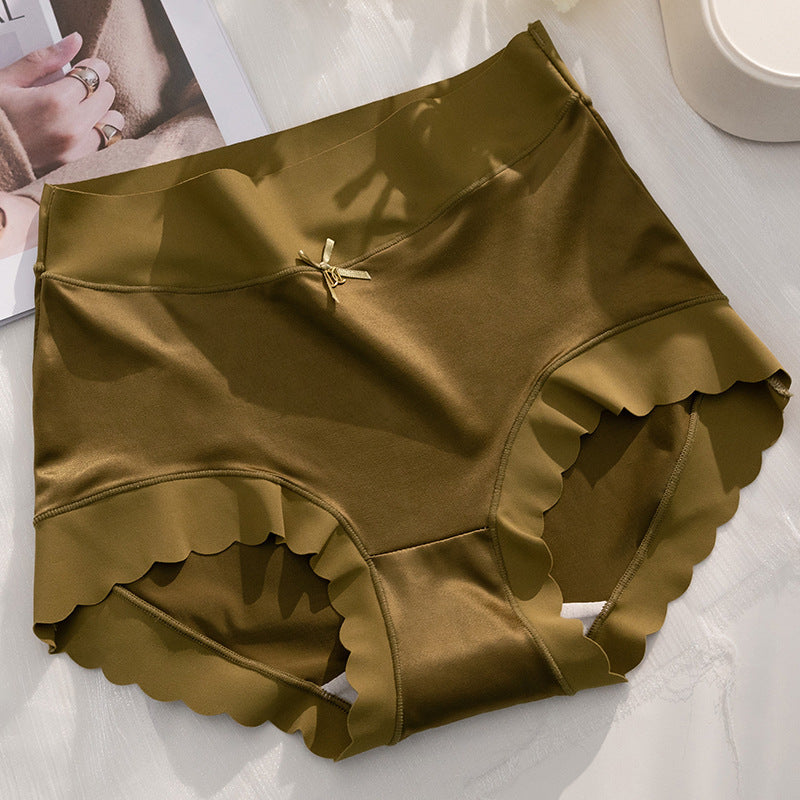 Mid-High Waist Light Luxury Women's Elastic Satin Silky Comfortable Seamless Underwear Mulberry Silk