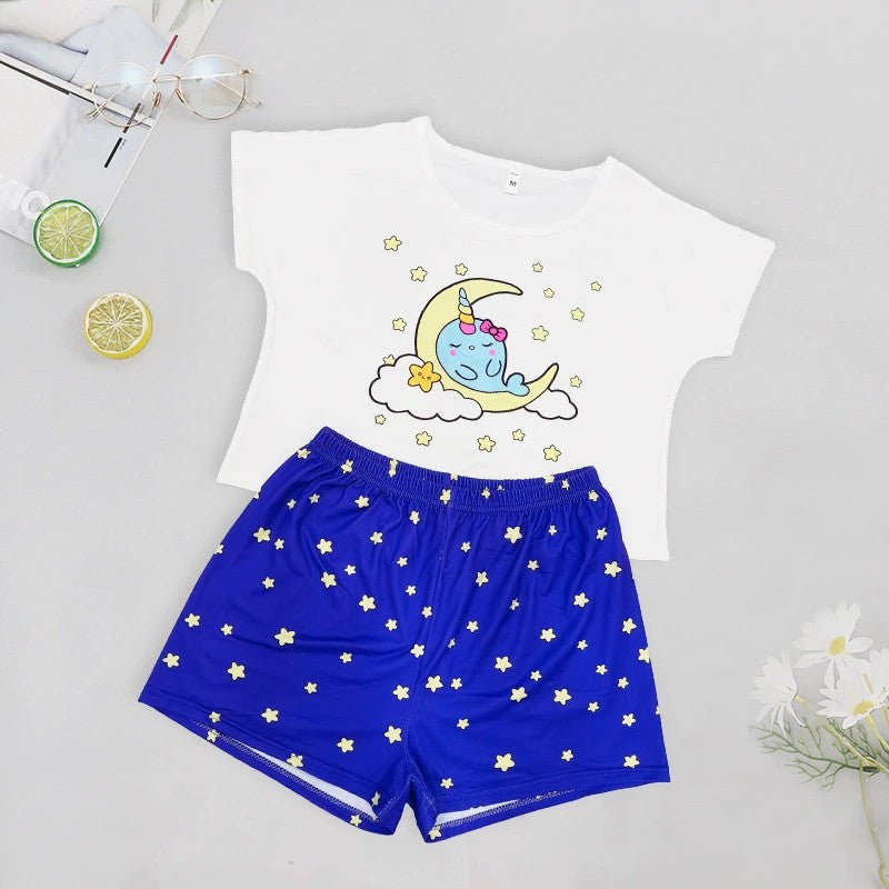Ladies Vest Short Sleeve Shorts Cotton Pajama Set