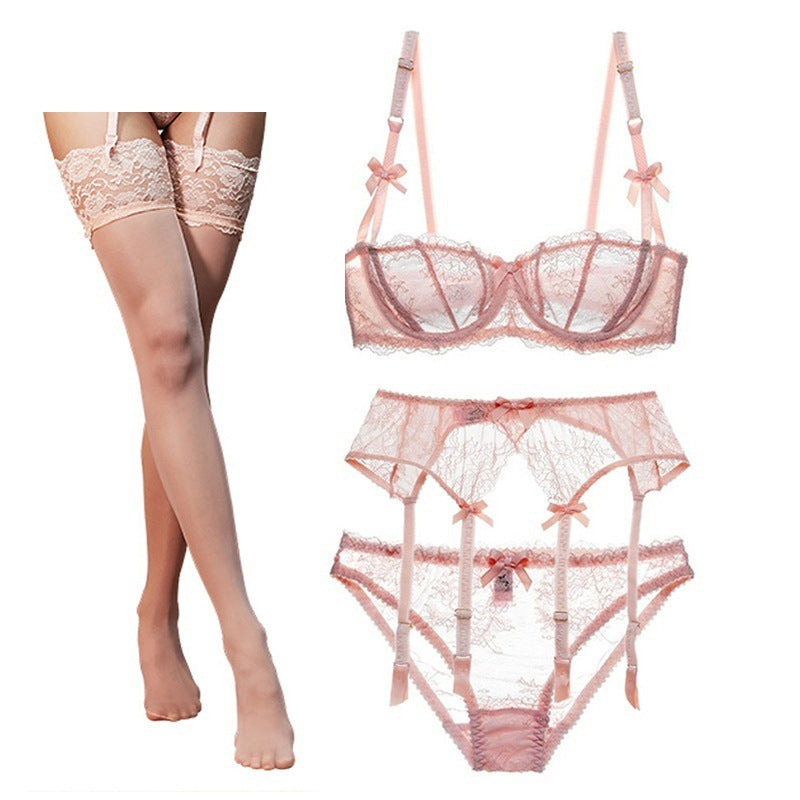 Half Cup Lace Bra Set Women