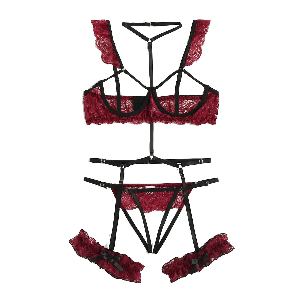 Lingerie Cup Bra Crotchless With Garter