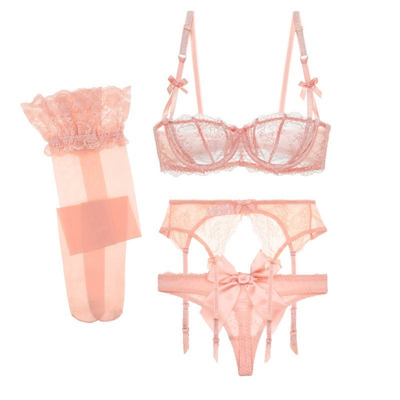 Half Cup Lace Bra Set Women