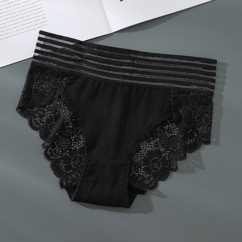 Sexy Women's Cotton High Waist Lace Breathable Underwear