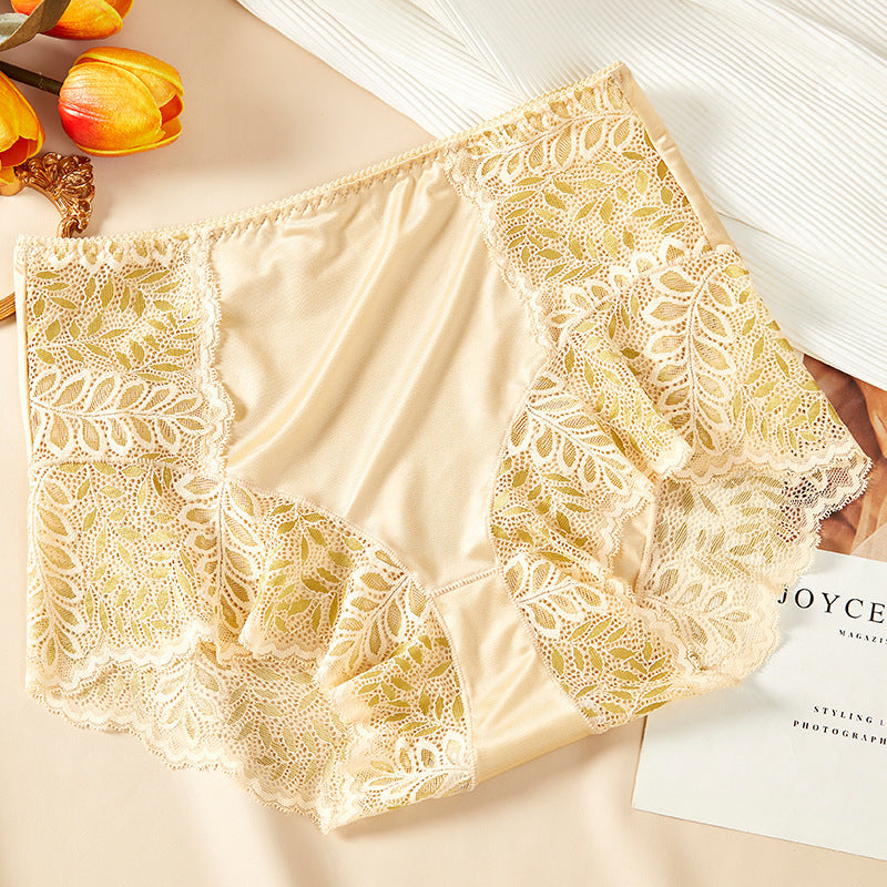 Lace Hollow Seamless Underwear Women's Antibacterial Breathable Cotton Crotch High Waist Hip Lift Briefs