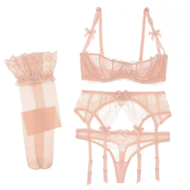 Half Cup Lace Bra Set Women
