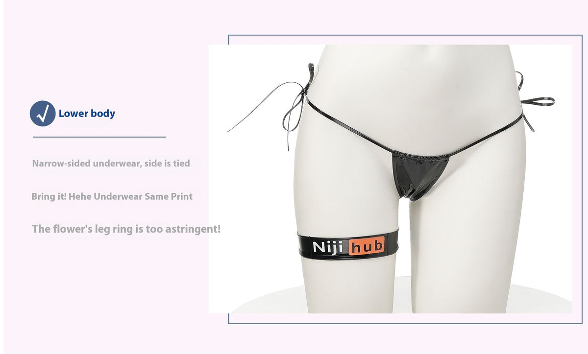 Patent Leather Bikini Secondary Printed Lace Up Underwear