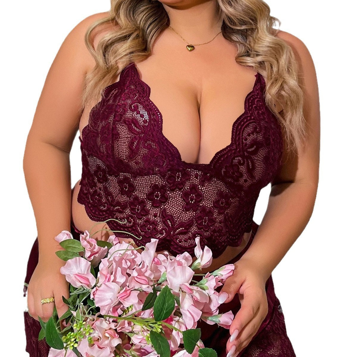 Women's Season Lace Strap Plus Size Two-piece Suit Underwear