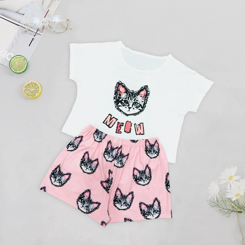 Ladies Vest Short Sleeve Shorts Cotton Pajama Set