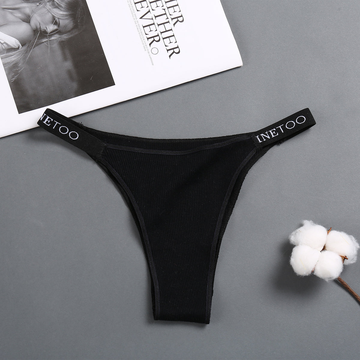 Women's high waist high slit cotton thong