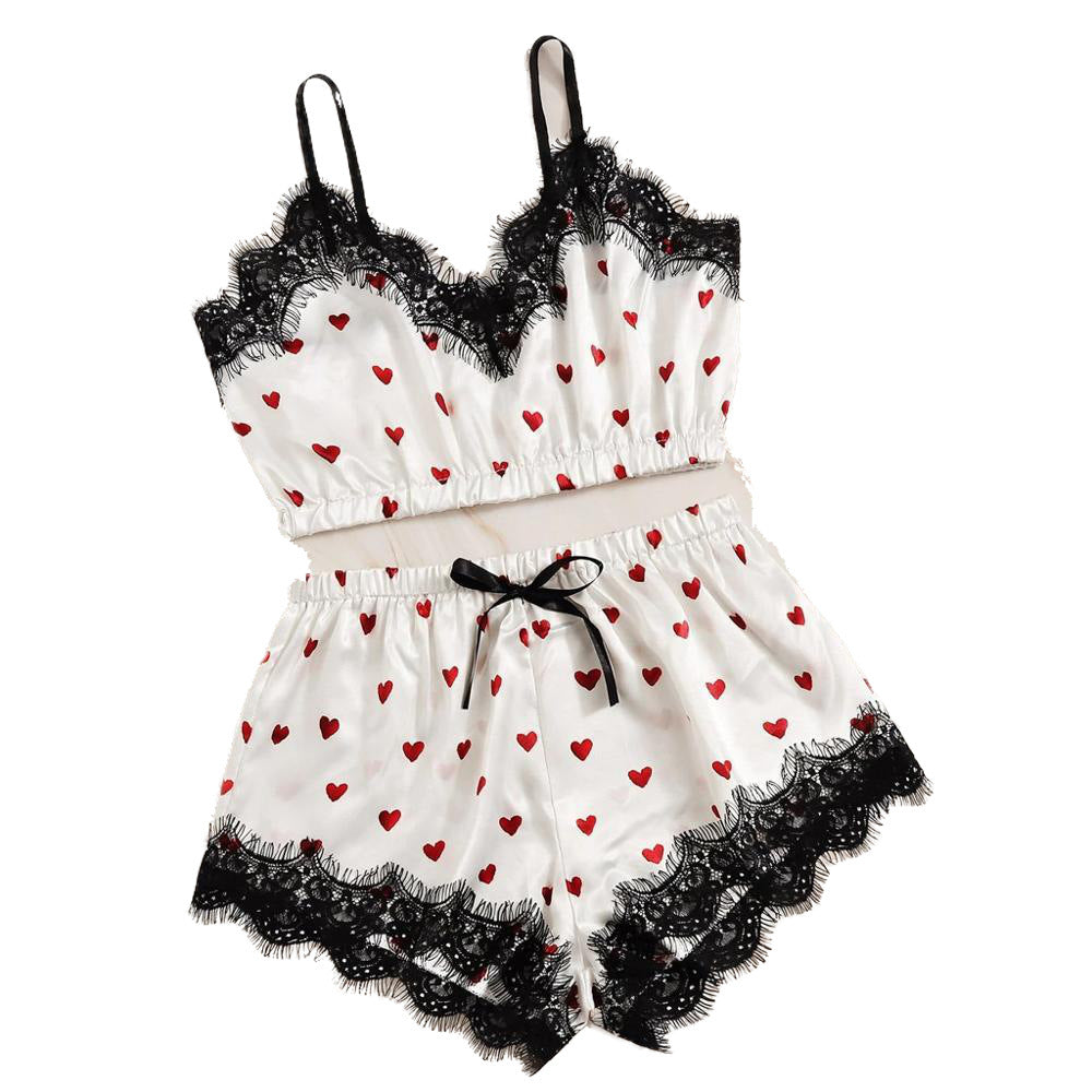 Lace ice silk strap set