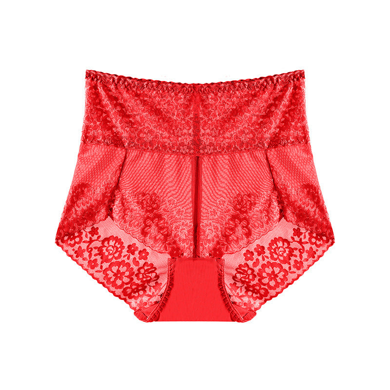 Women's Plus Size High Waist Belly Contracting Lace Underwear