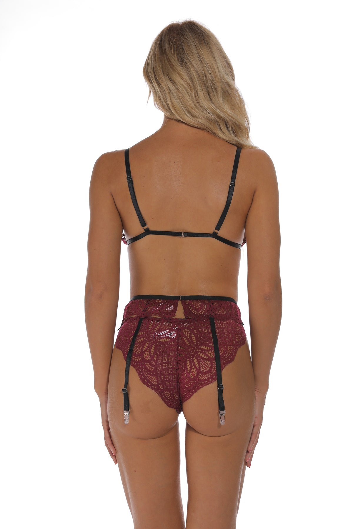 Lace Pattern Perspective Push Up Underwear Set