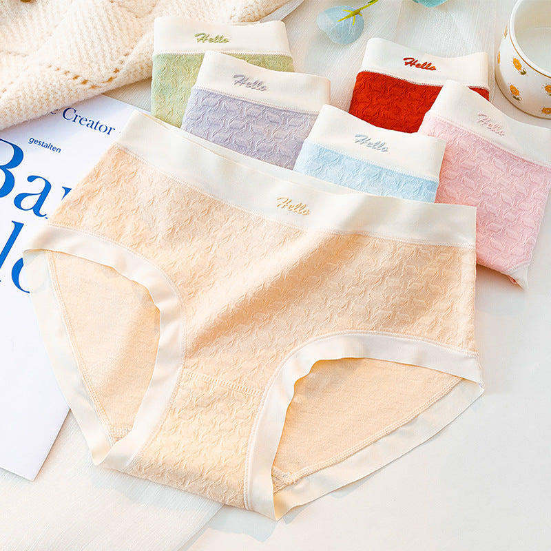 Lace Mid Waist Briefs Gentle Style Jacquard