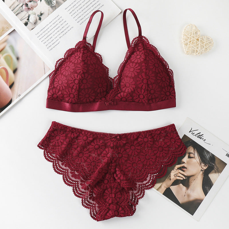 Detachable And Detachable Triangle Cup Gathers Two-piece Underwear Without Steel Ring